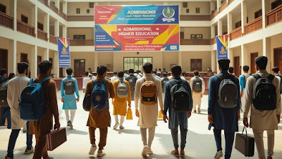Students walking into a modern Pakistani college campus, reflecting rising higher education demand in 2025.