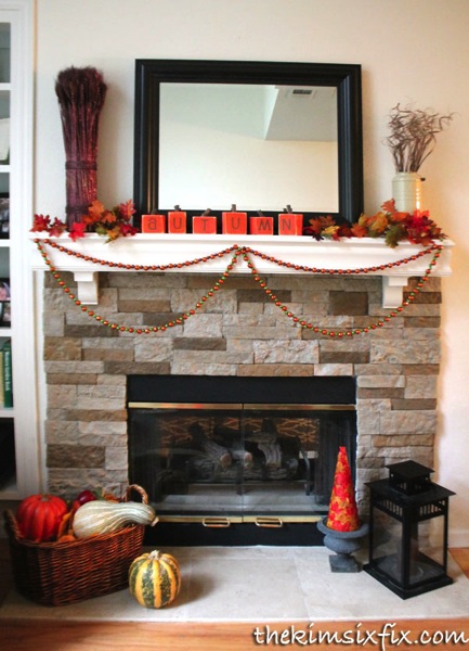 Stacked stone mantel