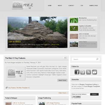 The Mez V2 blogger template convert from wordpress theme to blogger template with image slideshow template