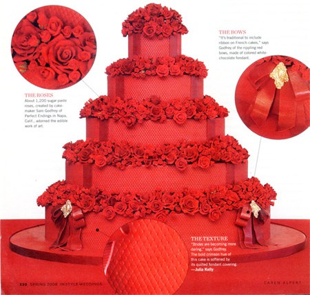 Dramatic Red Rose Wedding Cake