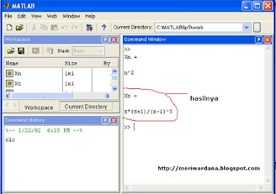 penyelesaian transformasi z dengan matlab