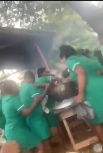 Crazy Video Of Ghanaian Nursing Students Fighting Over Food