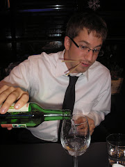 Pouring Soju in a wine glass