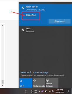 propertis wifi untuk melihat alamat ip internet