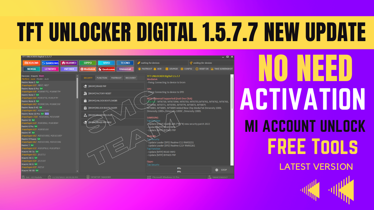 TFT Unlocker Digital 1.5.7.7 Unlock Tool Free New Update Star Mobile Care