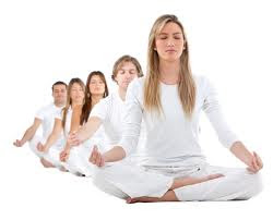 women doing group meditation