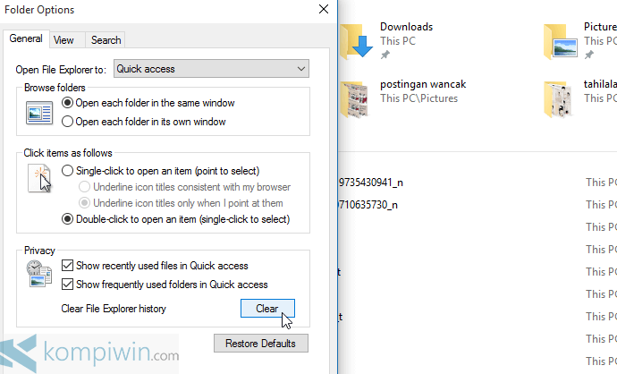 menghapus quick access di windows 10