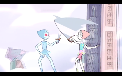 Pearl sword-fights Holo-Pearl.