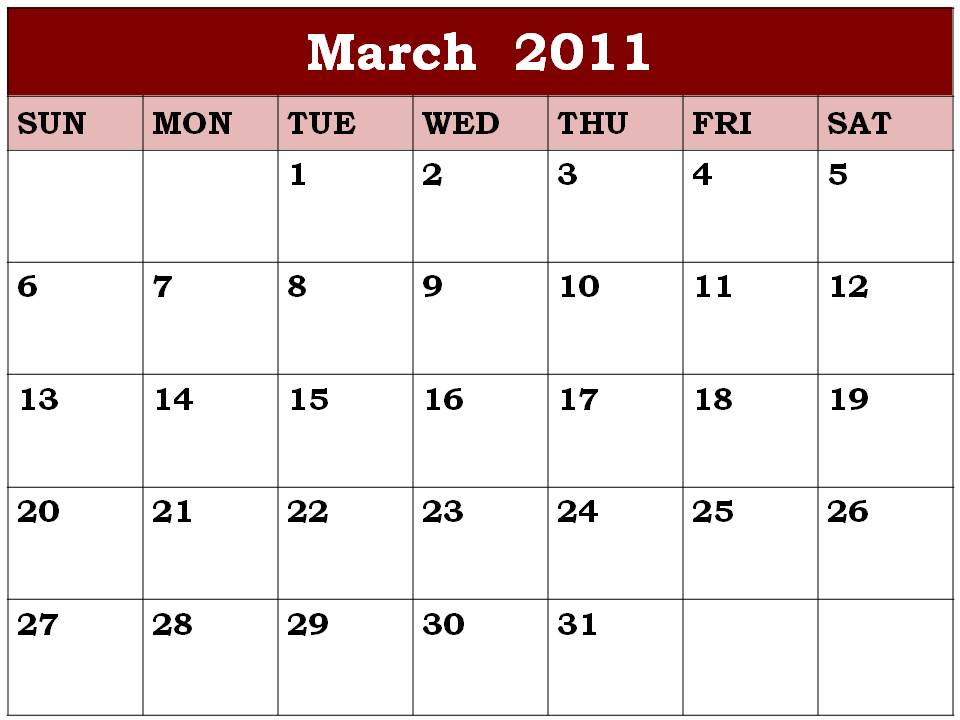 blank calendar march 2011. Empty+calendar+march+2011