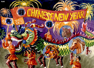Painted Chinese New Year Card