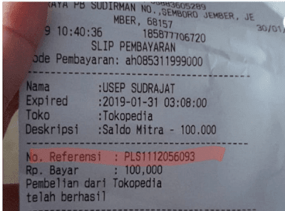 struk isi saldo alfamart indomaret kantor pos