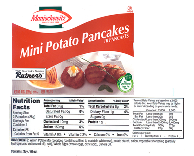 Detective: frozen; Food pancakes make how to Label Mini Case. Manischewitz Potato grams Pancakes,