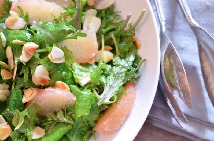 Baby Kale Salad with Grapefruit and Toasted Almonds