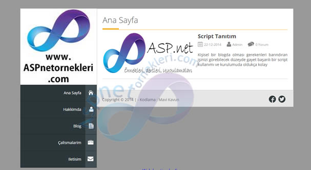 Asp.Net Kişisel Blog – Web Sitesi Scripti 2017