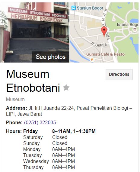 jam operasional museum etnobotani bogor