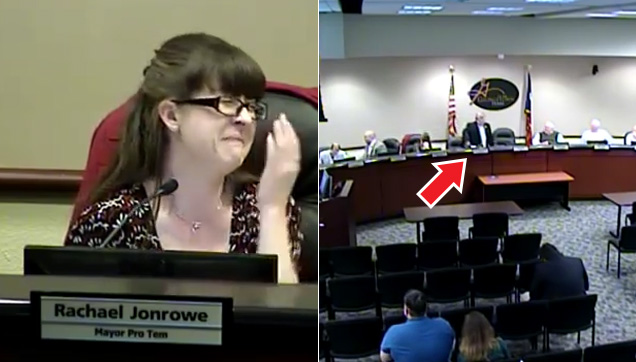 City councilwoman's epic reaction on what she's hearing on the background.