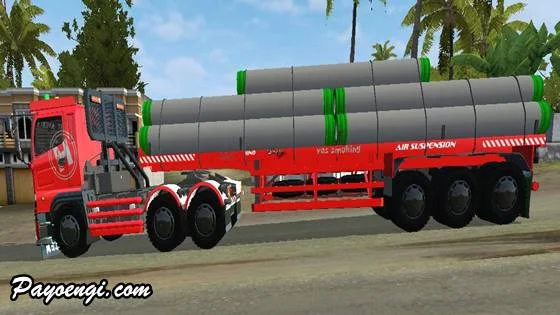 mod hino 500 galen trailer muatan pipa beton