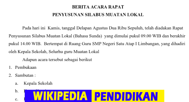 Download Contoh Berita Acara Rapat Penyusunan Silabus 