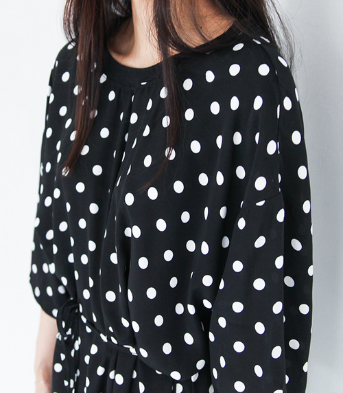 Loose Belted Polka Dot Dress