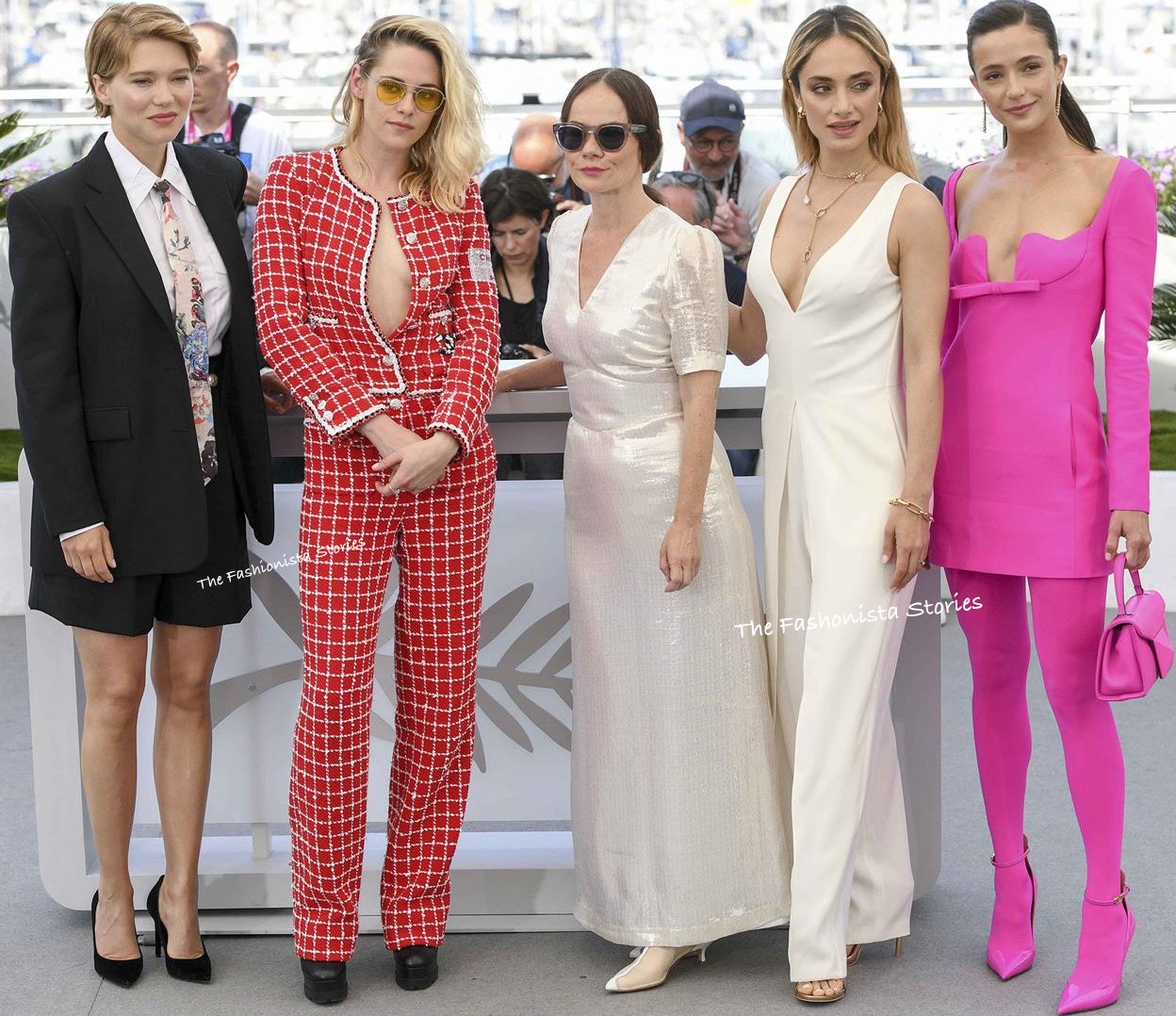 Lea Seydoux, Kristen Stewart, Nadia Litz, Denise Capezza & Lihi Kornows at  the 'Crimes of The Future' 75th Cannes Film Festival Photocall