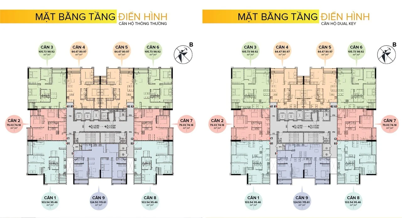 Mặt bằng thiết kế căn hộ The Sun Mễ Trì