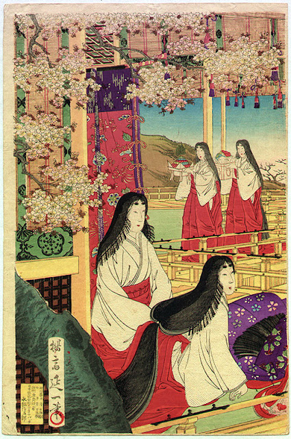 Ukiyo-e. Träsnitt. Nobukazu. Del av Triptyk.