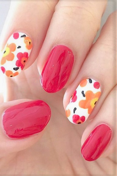 Beautiful Flower Nail Art Designs & Ideas (Nail Art-Red)