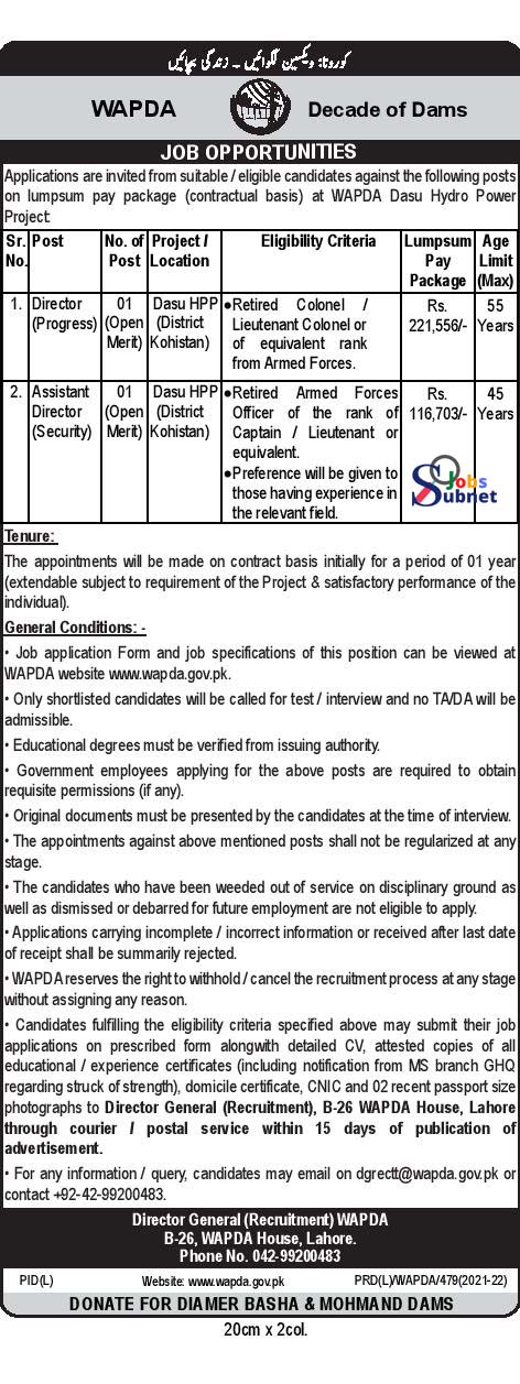 WAPDA Jobs 2022 In Kohistan