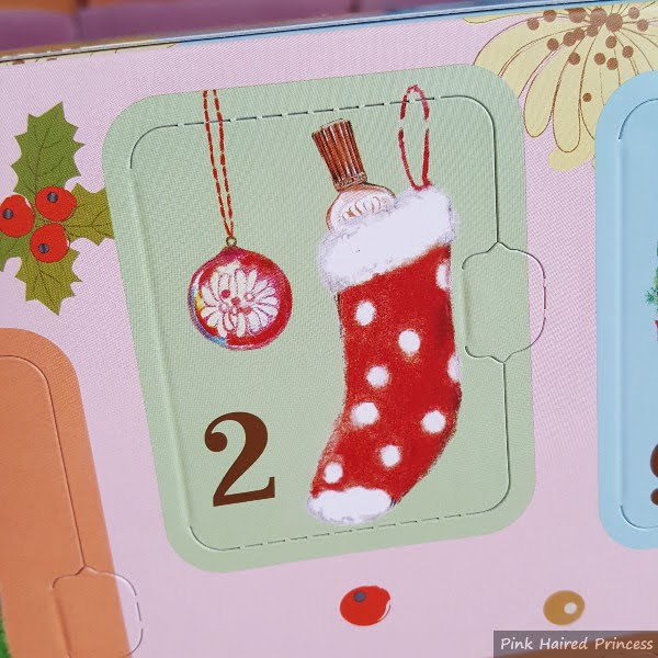 close up of stocking on day 2 of paul & joe beauty advent calendar