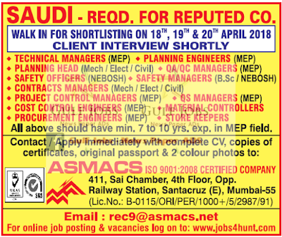 Reputed company Large JOb opportunities for KSA