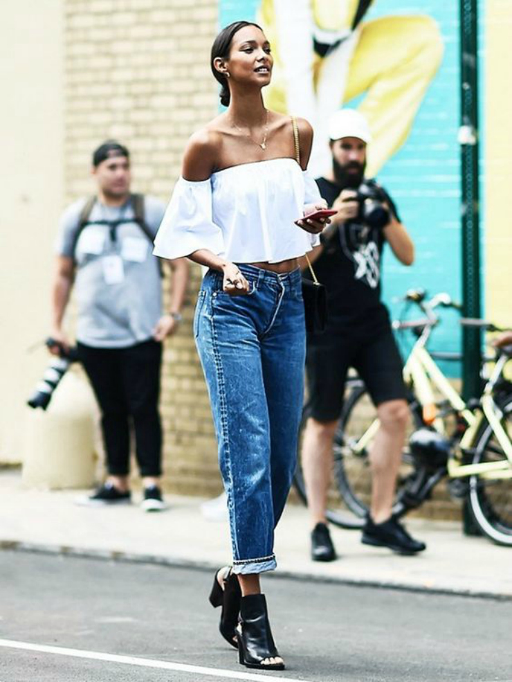 off the shoulder white top