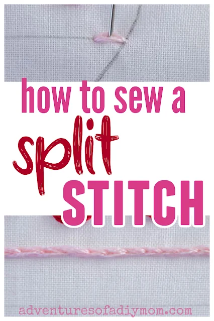 collage of embroidery split stitch