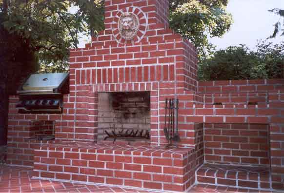 outdoor fireplace and grill