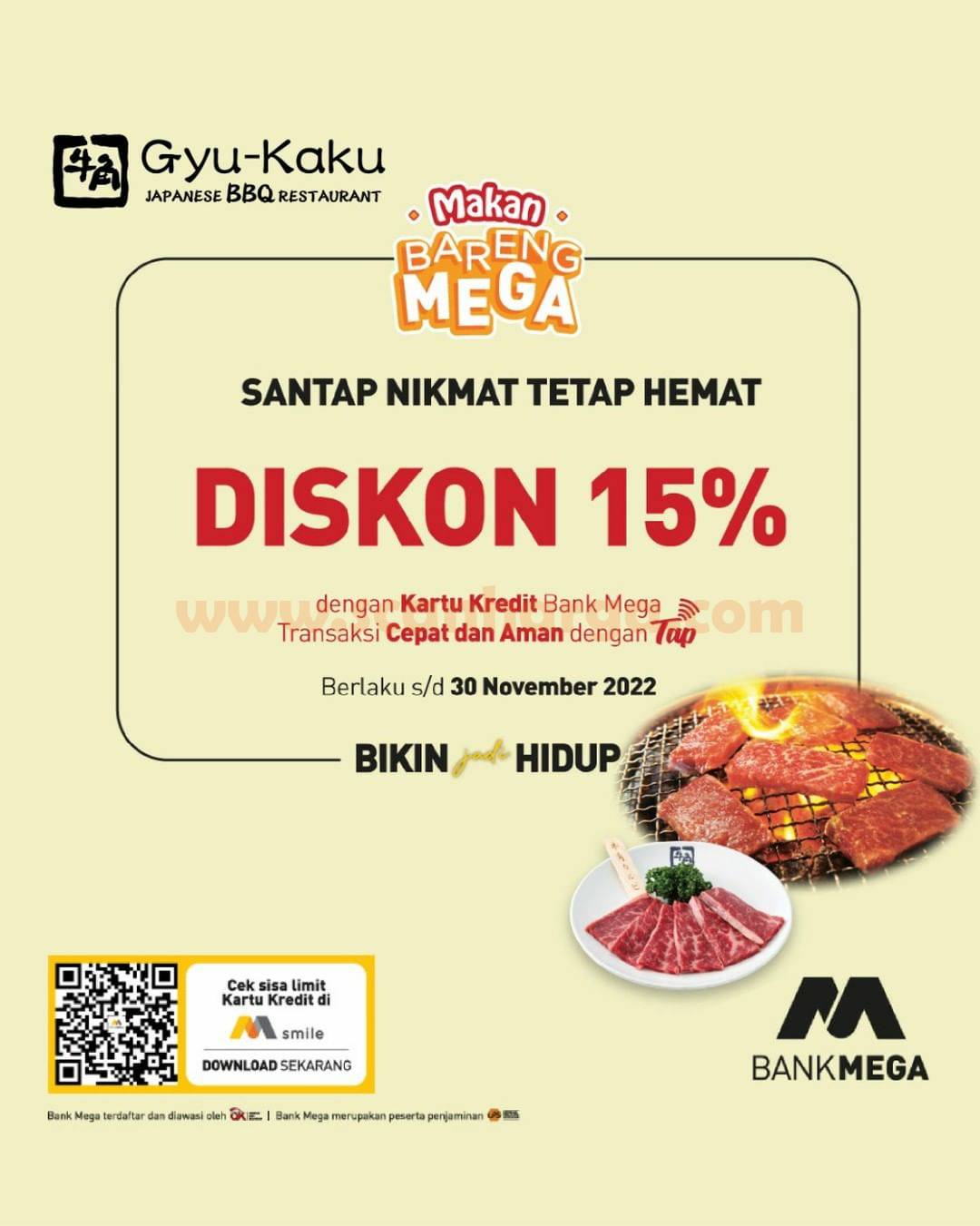 GYUKAKU Promo DISKON 15% dengan Kartu Kredit BANK MEGA