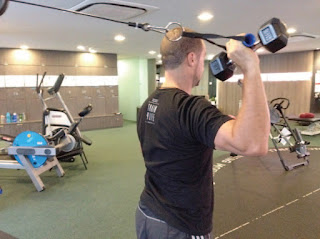 Iso-integration using a dumbbell shoulder press