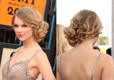 Taylor Swift Romantische Wellig Updo Frisuren für Hochzeit