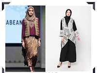 Gambar Model Gamis Batik Kombinasi Kain Polos 2019 Terbaru