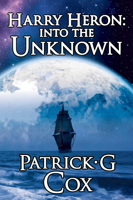 "Harry Heron: into the unknown", author Patrick G Cox, book cover designed by Kura Carpenter