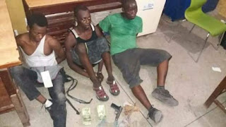 Photos: Three suspected armed robbers arrested, manhunt for policeman involved in the robbery operation