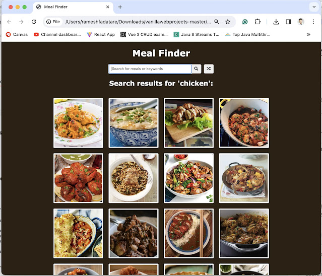 Meal Finder App using JavaScript, HTML, and CSS