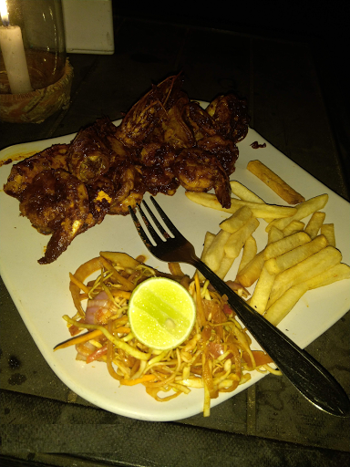 Prawns and fries in dinner at one of the popular destination in india