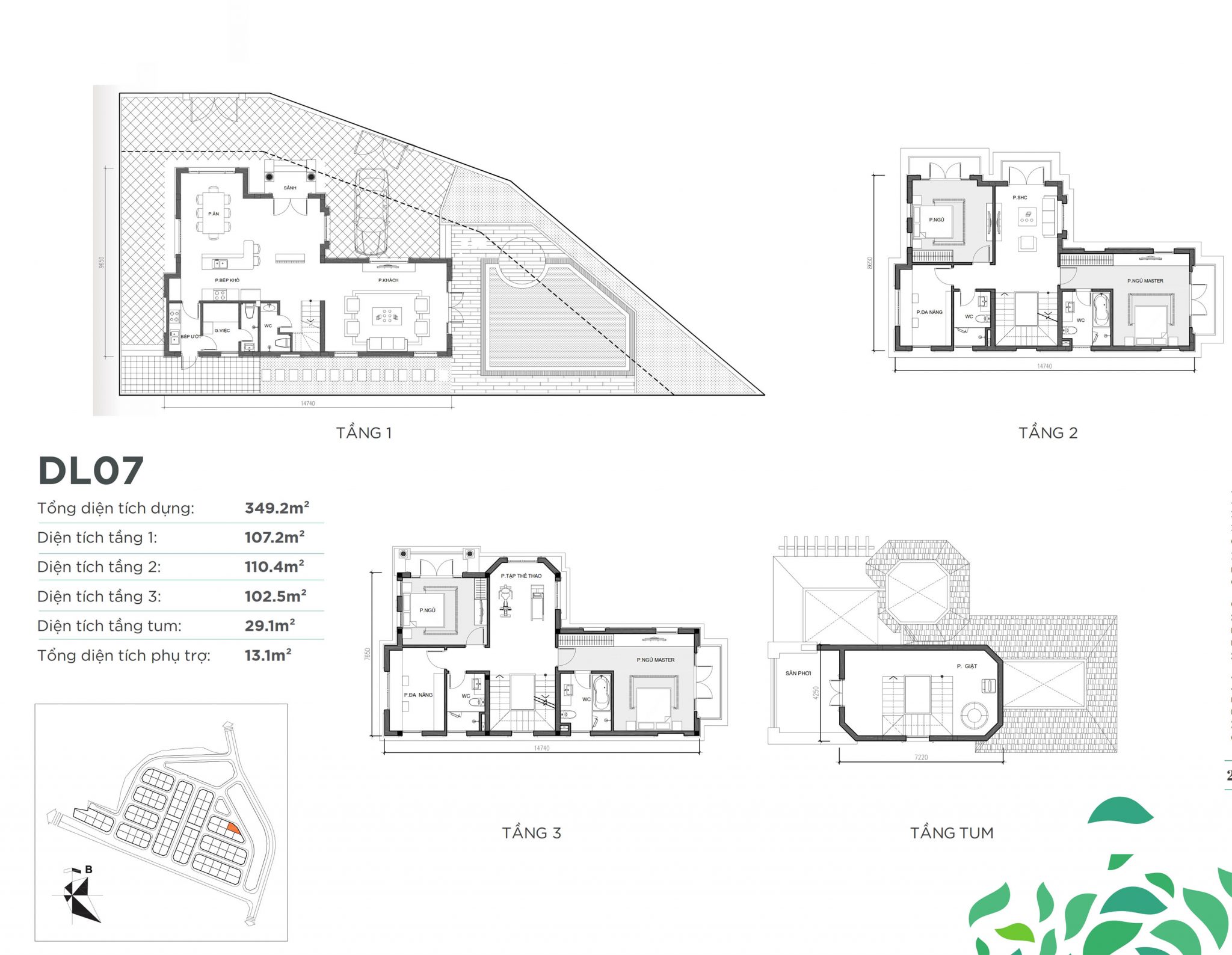 mẫu biệt thự DL7 Vinhomes Green Villas