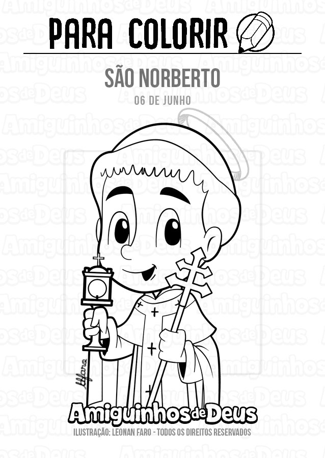 São Norberto desenho para colorir