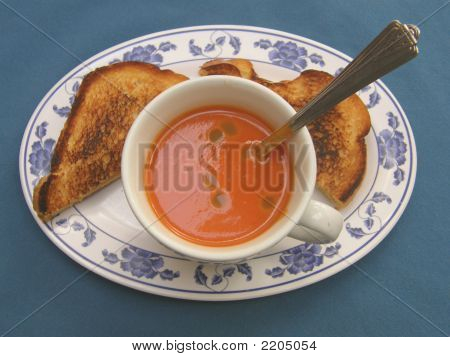 bigstockphoto.com photograph of tomato soup and grilled cheese sandwich