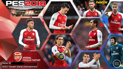  PES 2018 Mobile Android Minimum Patch V3.9 Arsenal Graphic Menu