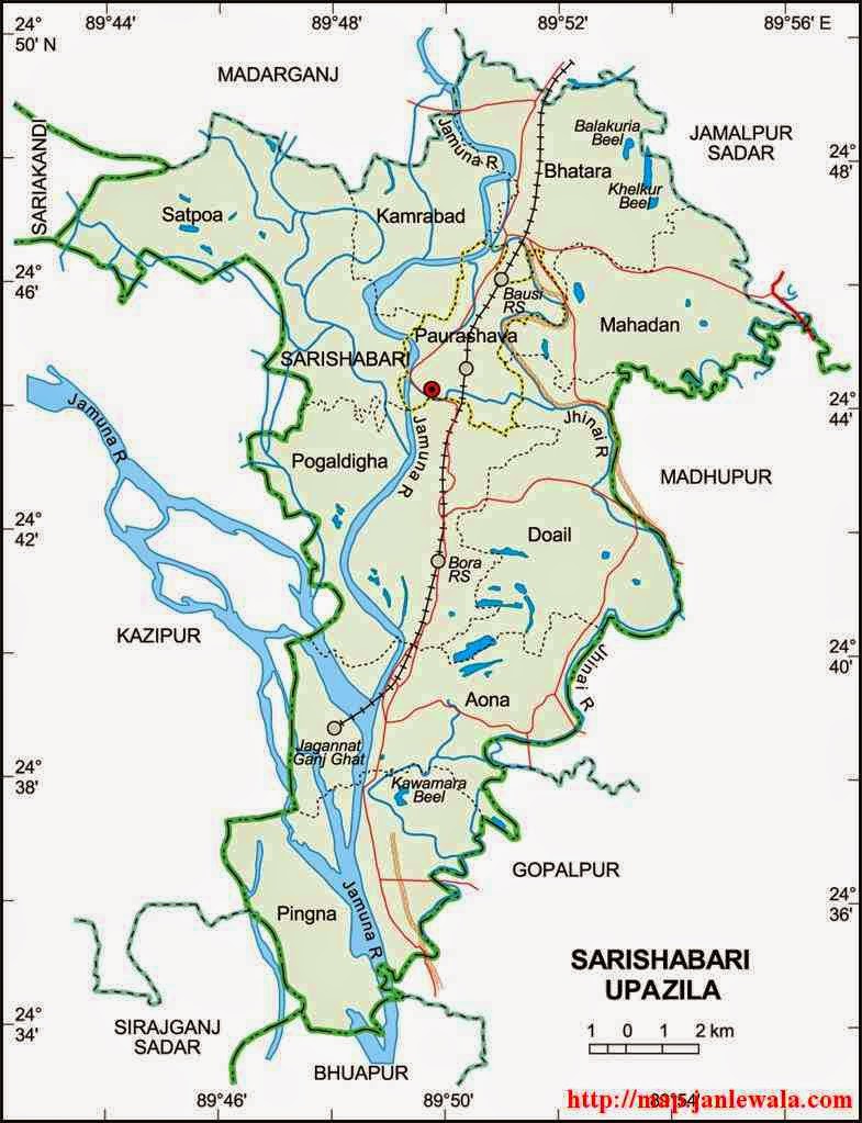 sarishabari upazila map of bangladesh