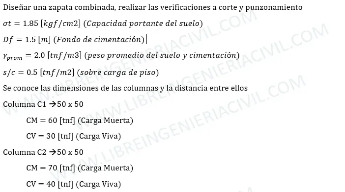 diseño estructural de zapatas combinadas calculo de acero y verificaciones a corte y punzonamiento