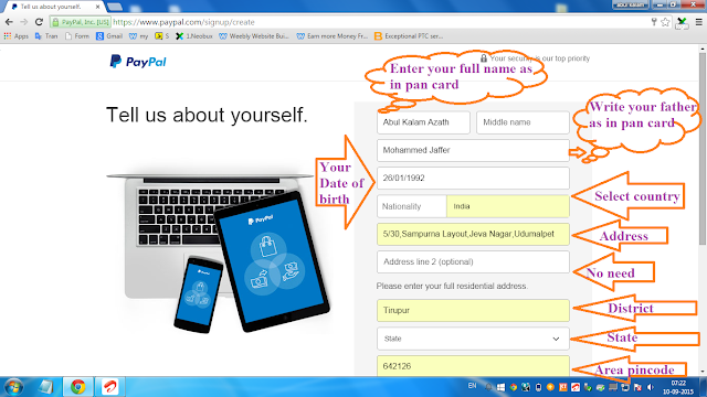 How to create a account in paypal step 5