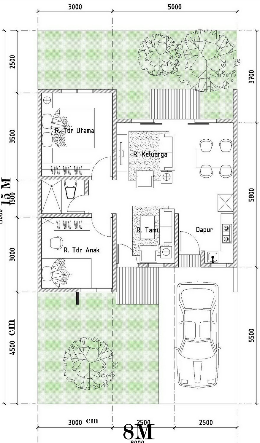 Contoh Denah & Desain Rumah minimalis type 54/120  Desain 