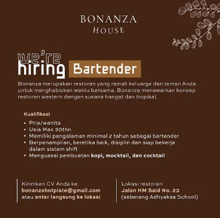 Lowongan Kerja Resto di Bonanza House Cafe and Dining